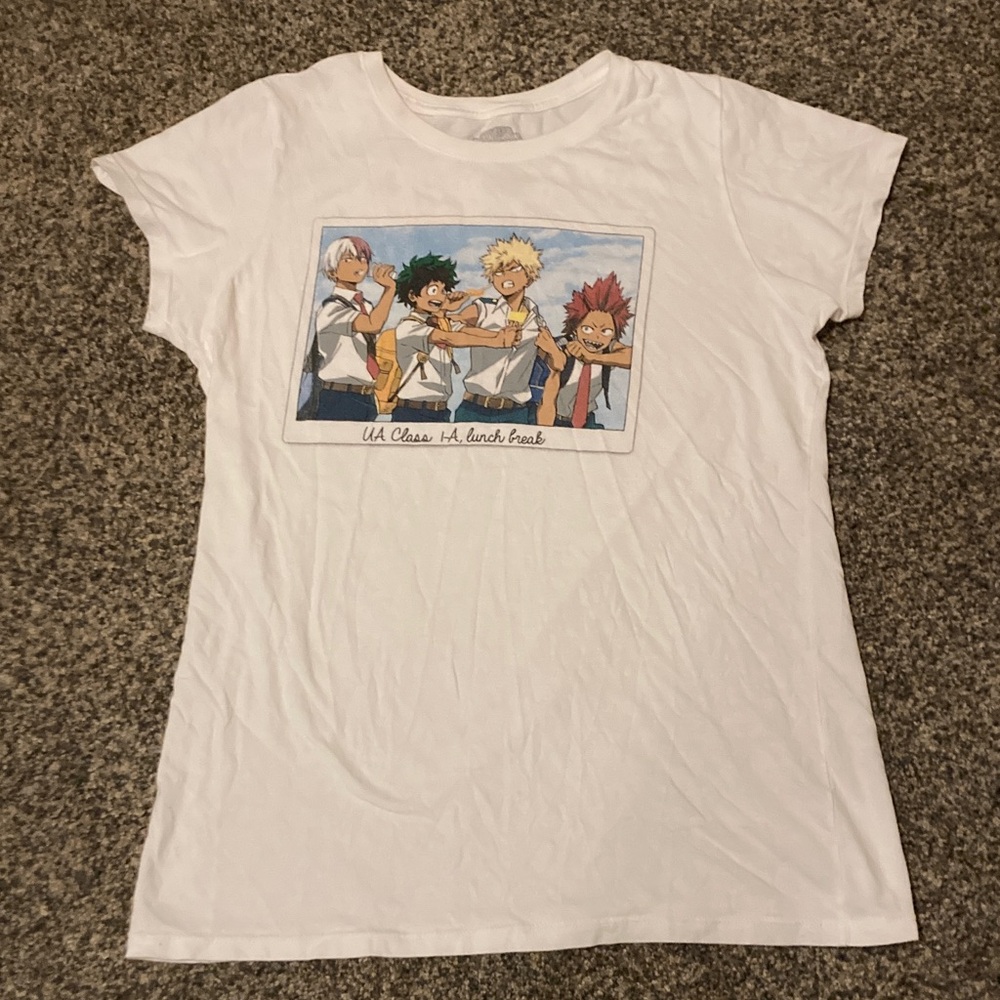 White Graphic T-Shirt with hunter x hunter characters